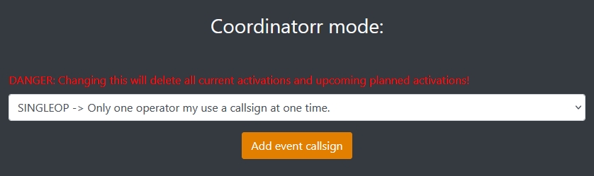 Coordinatorr mode switch