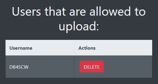 Event callsign upload users2