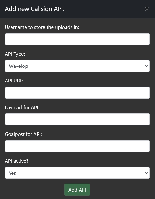 API creation dialogue empty